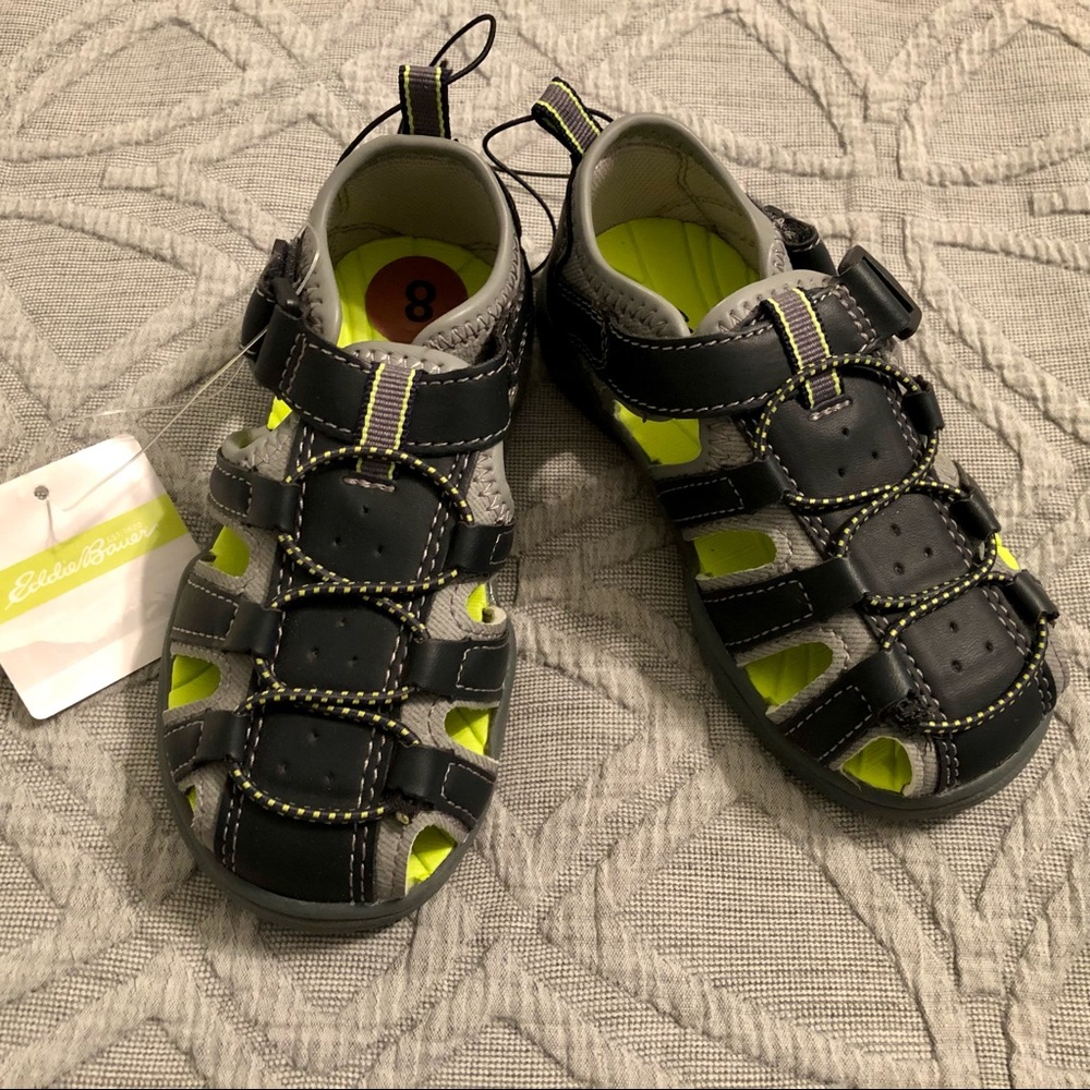 New Eddie Bauer black and gray bump toe sandals / shoes (Toddler 8)